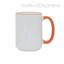 450 ml-es szublimációs bögre narancssárga füllel
