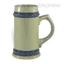660 ml-es söröskorsó szürke kék szegéllyel