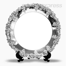 20 cm átmérőjű kör alakú fémtányér állvánnyal