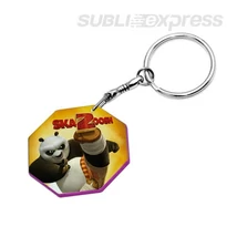 43 mm-es szublimációs kulcstartó fehér lila szegélyes