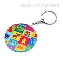 60 mm-es szublimációs kulcstartó fehér kék szegélyes