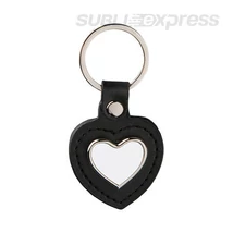 Szublimációs kulcstartó szív alakú fekete bőr alapon