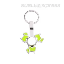 Szublimációs fém kulcstartó kutya alakú, zöld fidget spinnerrel
