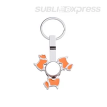 Szublimációs fém kulcstartó kutya alakú, narancssárga fidget spinnerrel
