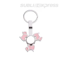 Szublimációs fém kulcstartó kutya alakú, pink fidget spinnerrel