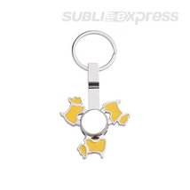 Szublimációs fém kulcstartó kutya alakú, sárga fidget spinnerrel