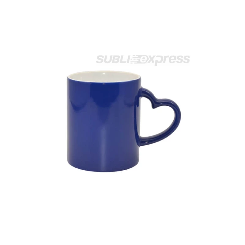 Színváltós kék bögre szív alakú füllel