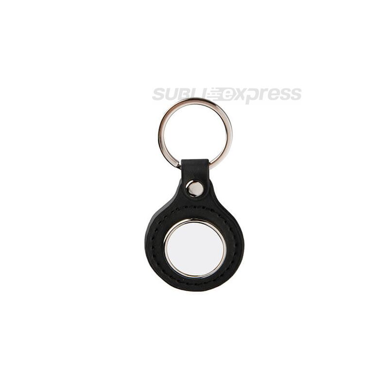 Szublimációs kulcstartó kör alakú fekete bőr alapon