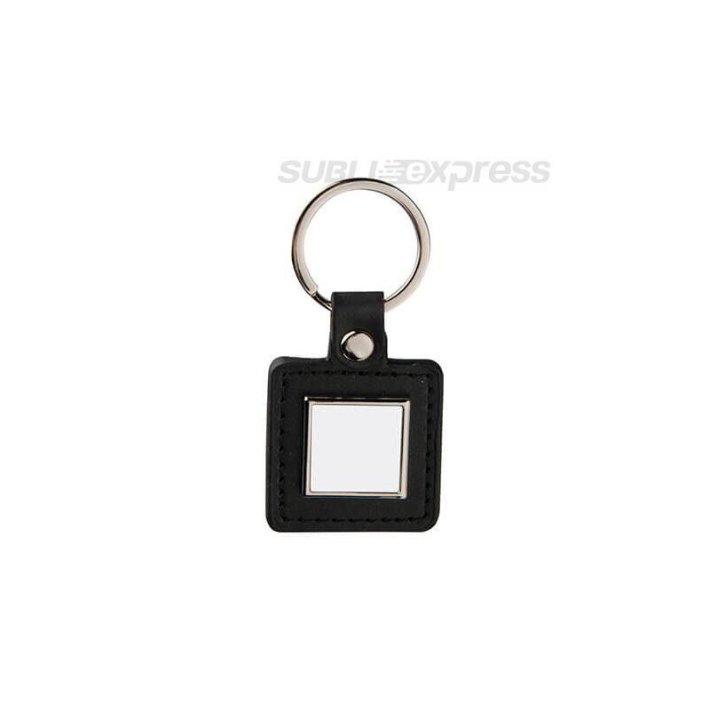 Szublimációs kulcstartó négyzet alakú fekete bőr alapon