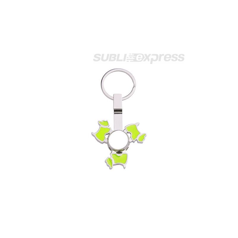 Szublimációs fém kulcstartó kutya alakú, zöld fidget spinnerrel