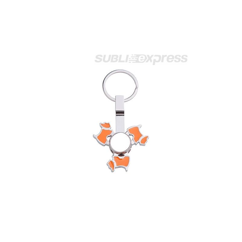 Szublimációs fém kulcstartó kutya alakú, narancssárga fidget spinnerrel