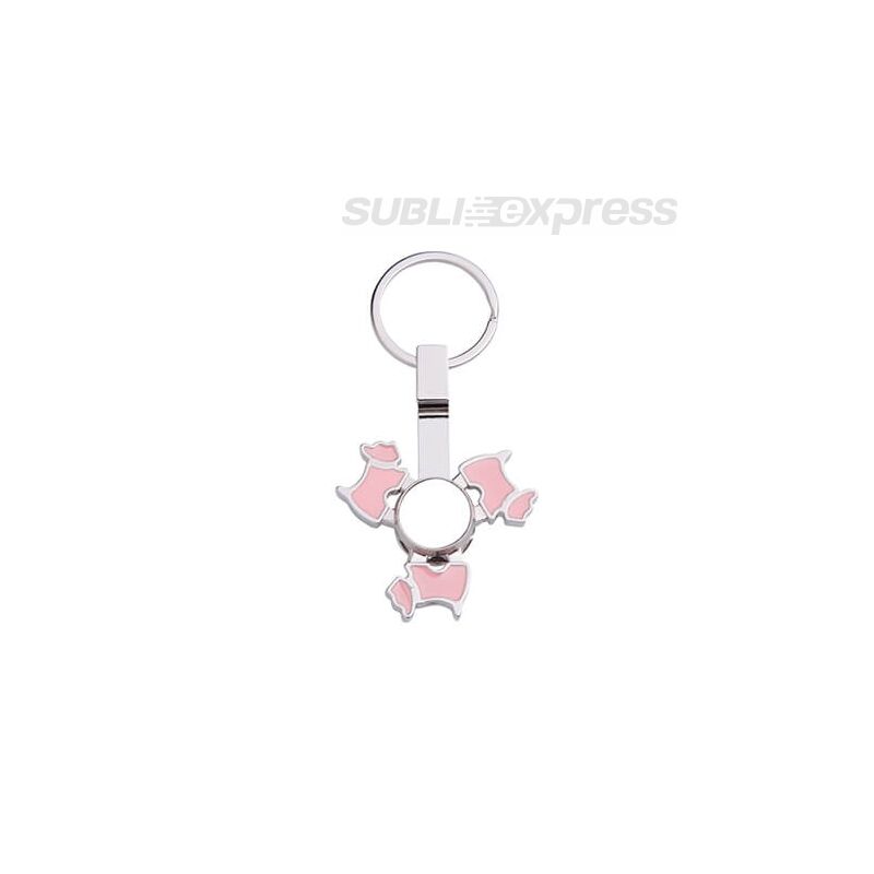 Szublimációs fém kulcstartó kutya alakú, pink fidget spinnerrel